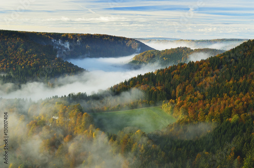 View from Eichfelsen of the Donautal (Danube Valley), near Beuron, Baden-Wurttemberg, Germany photo