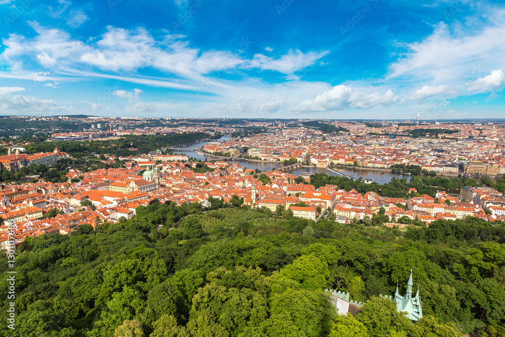 Panoramic aerial view of Prague