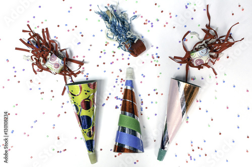 Party horns, confetti and noise makers