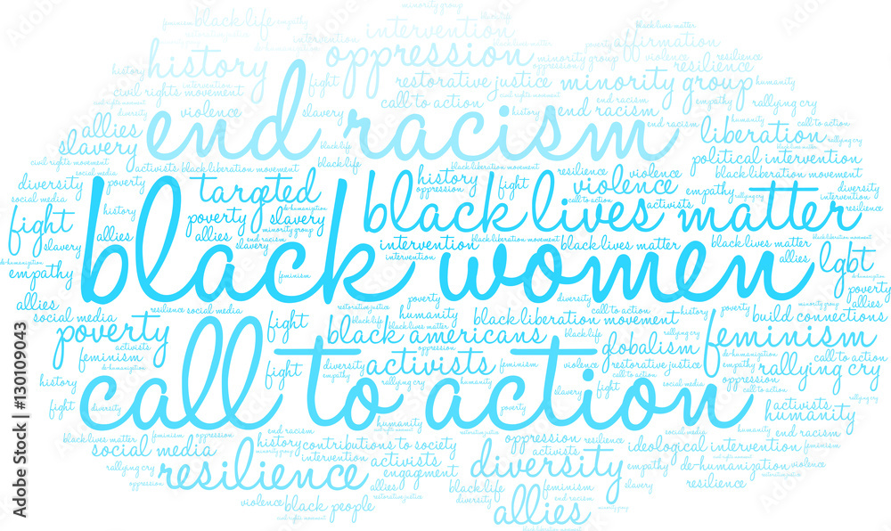 Black Women Word Cloud on a white background.