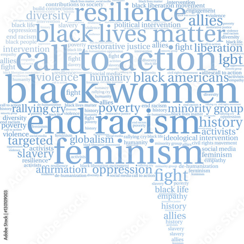 Black Women Word Cloud on a white background.