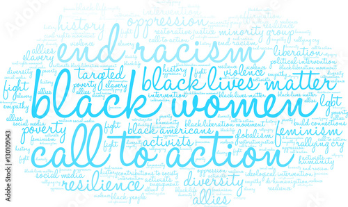 Black Women Word Cloud on a white background.