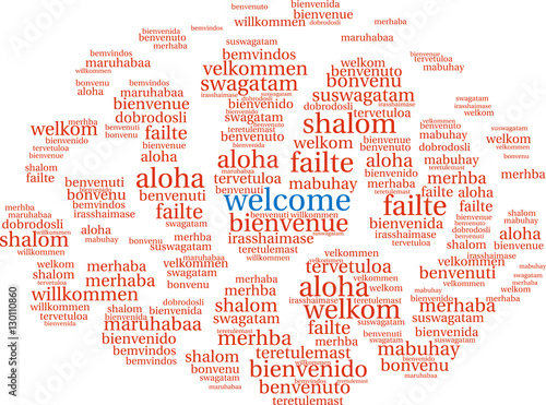 International Welcome Word Cloud. Each word used in this word cloud is another language's version of the word Welcome.
