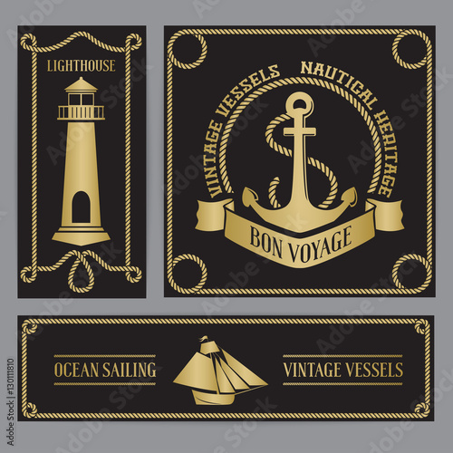 Templates flyers with nautical elements