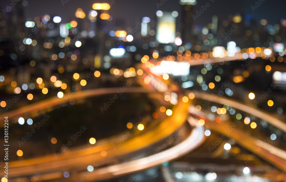 Bangkok route motorway at night cityscape abstract background bokeh night / illustrations.