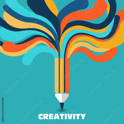 Creative Concept - A pencil with colorful lines
