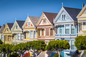 Handdoek met foto San Francisco Painted Ladies at Alamo Square, San Francisco, California, USA  © JFL Photography