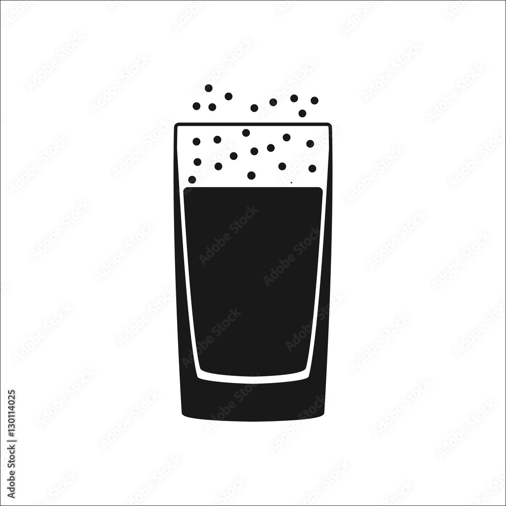 Glass of soda or cold drink with bubbles symbol silhouette icon on background Glass of soda or cold drink with bubbles symbol silhouette icon on background