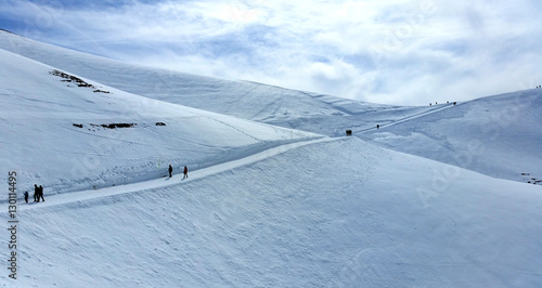 Schneewandern Gebirge Wanderweg Winter Winterwandern