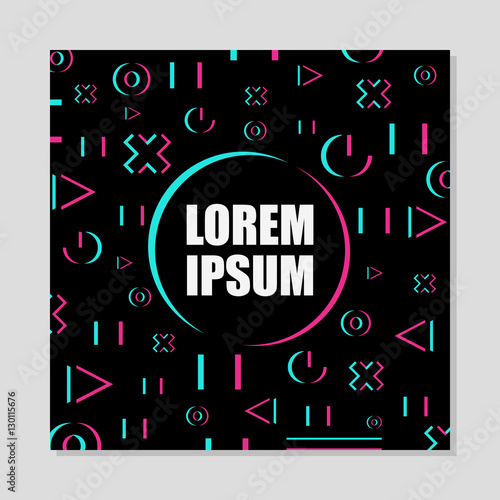 Black chaotic geometry design with effect glitch. Covers, placards, posters, flyers. Vector illustration. Modern design.