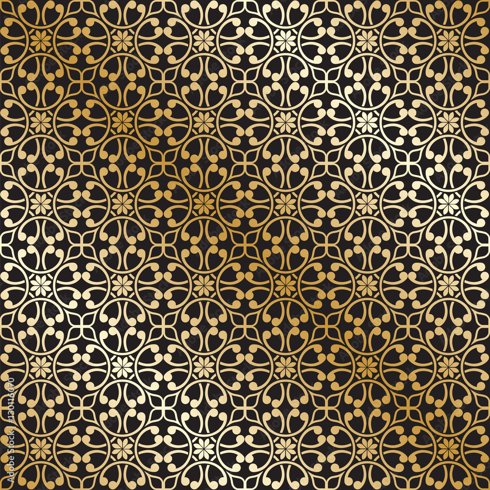 Seamless Vintage Ornamental Pattern in Black and Gold