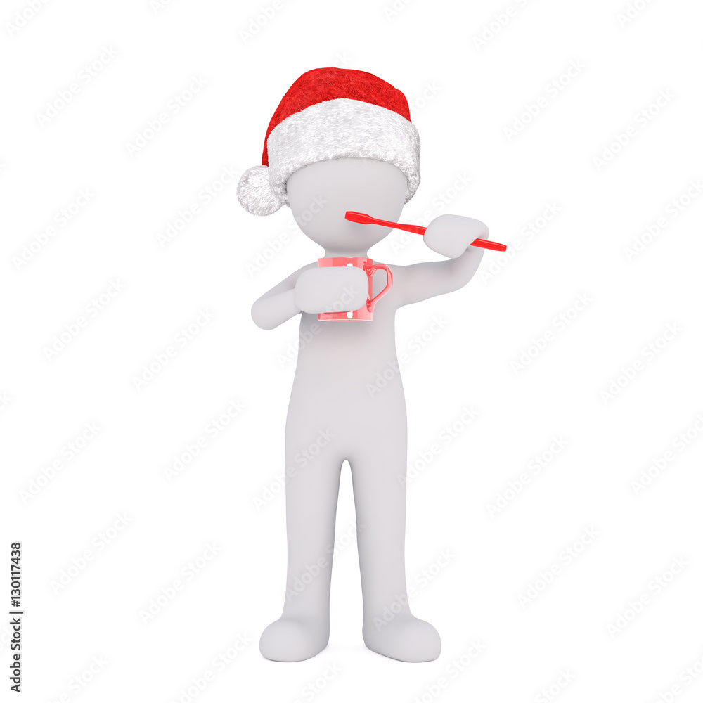 3d man cleaning his teeth with a toothbrush 3d man cleaning his teeth with a toothbrush