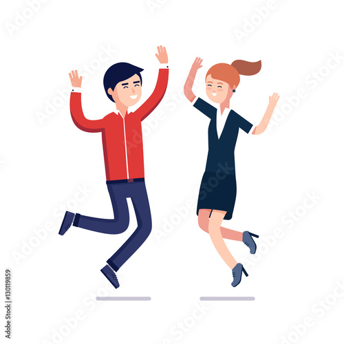 Jumping business people celebrating their success © iconicbestiary
