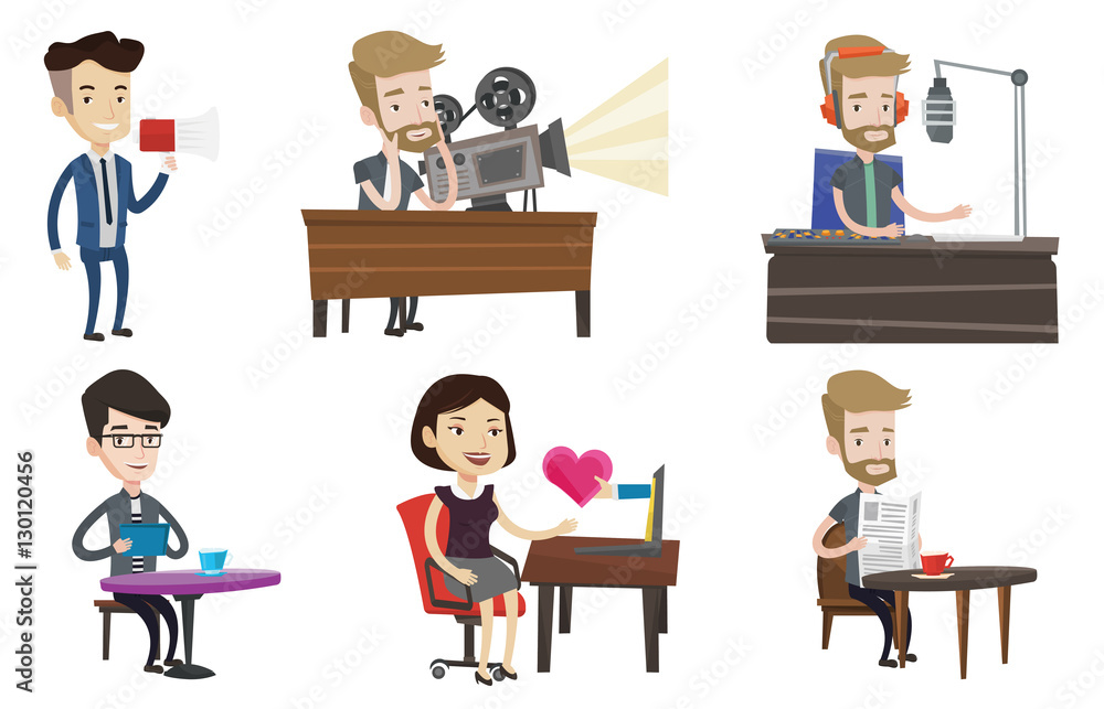 Vector set of media people characters.