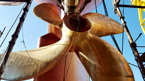 detail of ship propeller at drydock