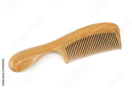 single wood comb isolated on white background