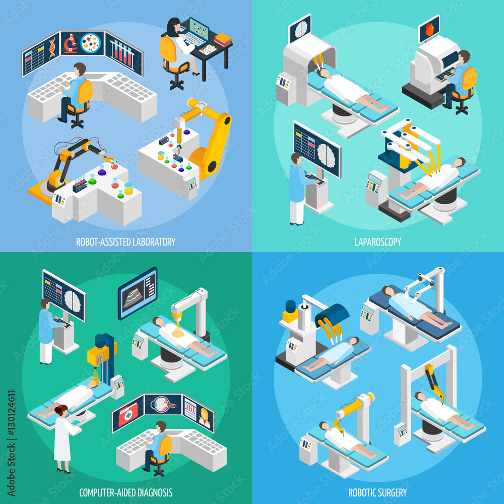 Robotic Surgery Isometric 2x2 Design Concept Robotic Surgery Isometric 2x2 Design Concept