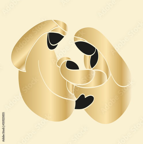 Vector illustration of a golden nativity, natività dorata vettoriale