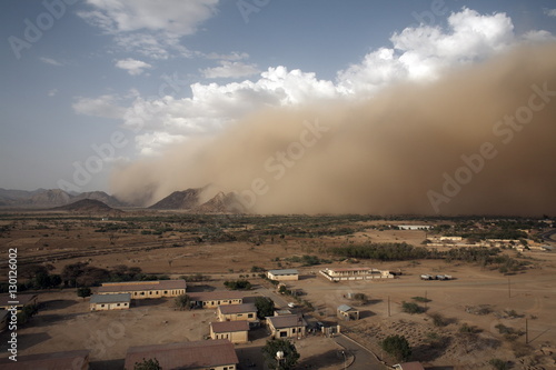 A sandstorm approaches the town of Teseney, near the Sudanese border, Eritrea