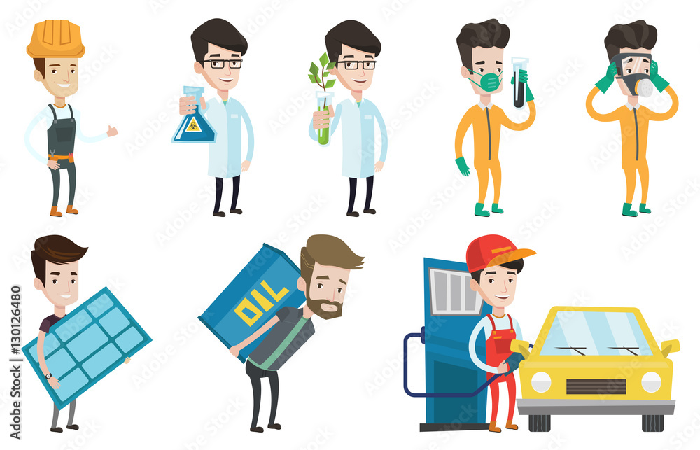Vector set of characters on ecology issues. Vector set of characters on ecology issues.