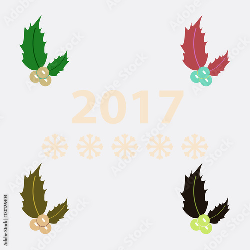 collection of new year rowanberry Vector illustration christmas rowanberry