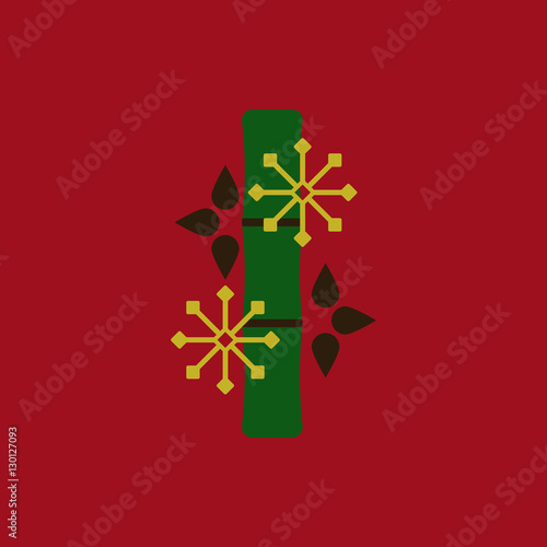 Chinese bamboo Vector illustration of bamboo and snowflakes in flat style