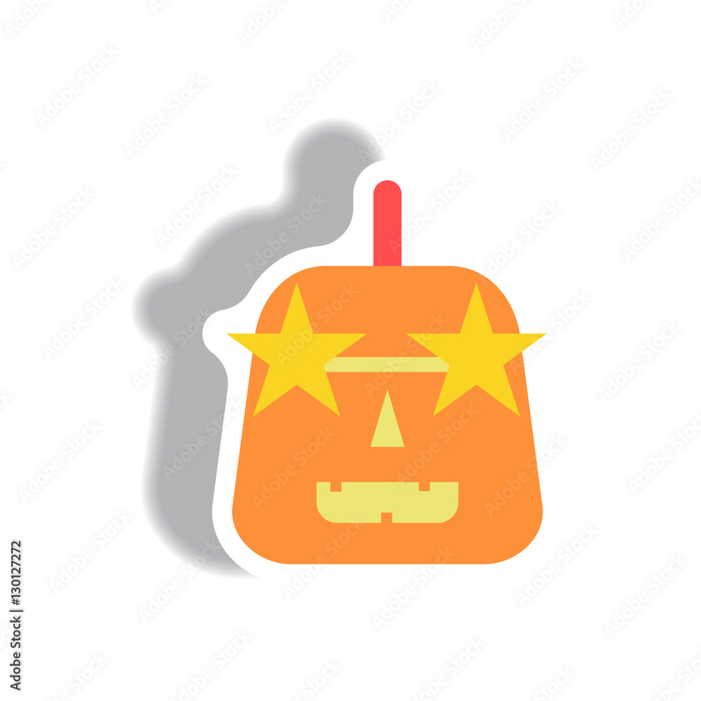 Fototapeta premium Vector illustration paper sticker Halloween icon pumpkin and Star Glasses
