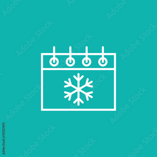 calender date schedule desember snowflake winter xmas christmas date holiday day celebration appointment winter white on blue background outline thin line vector icon