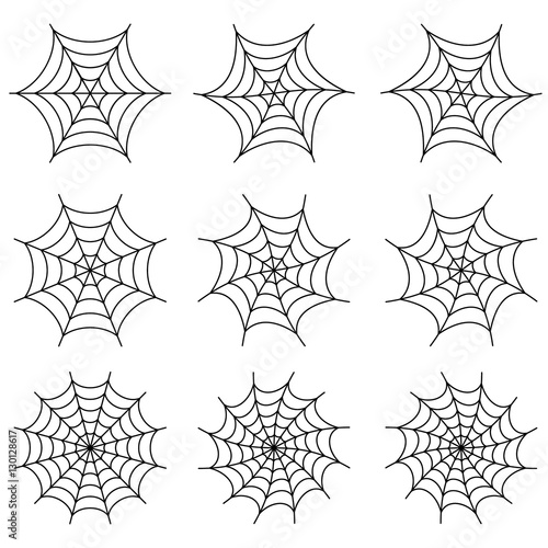 Set of spider webs. Vector illustration.