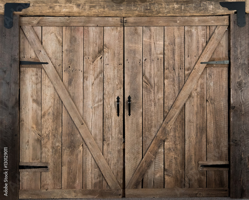 Fotografie, Obraz Wooden barn door swing style