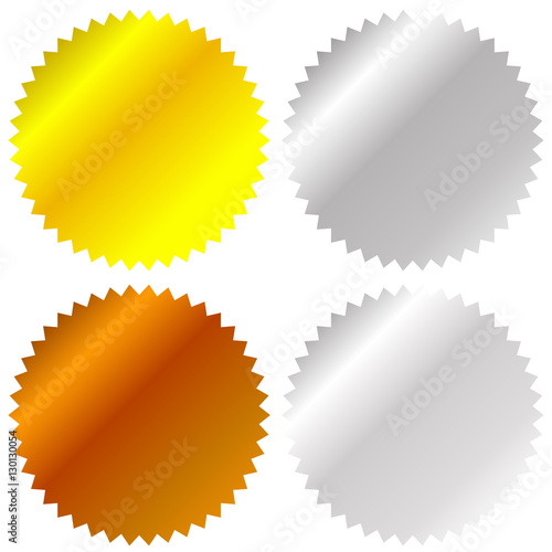 Flat gold, silver, bronze badge, award icons