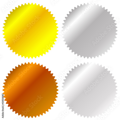Flat gold, silver, bronze badge, award icons