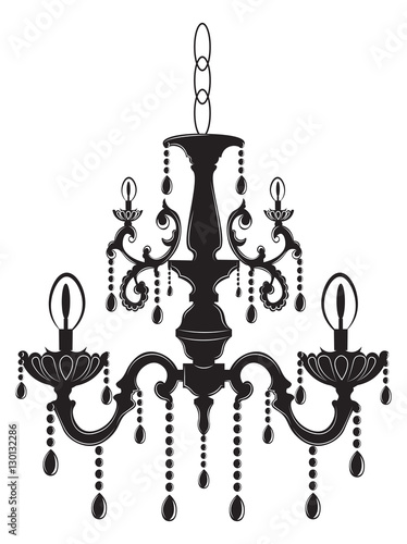Rich Baroque Classic chandelier. Luxury decor accessory design. Vector illustration sketch
