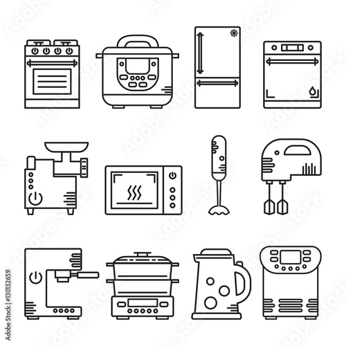 Vector set of kitchen equipment