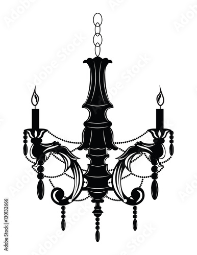 Rich Baroque Classic chandelier. Luxury decor accessory design. Vector illustration sketch