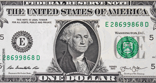 US one dollar bill close up, USA federal fed reserve note. Ameri