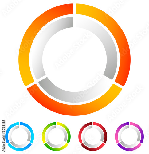 Segmented circle abstract icon. Circular geometric logo, icon in