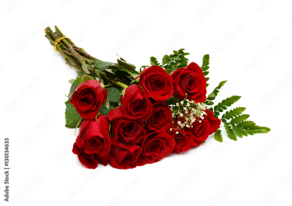 Obraz premium red rose bouquet isolated on white background
