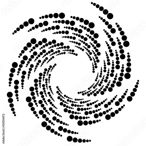 Circle halftone element, circular half-tone pattern. Spiral, vor