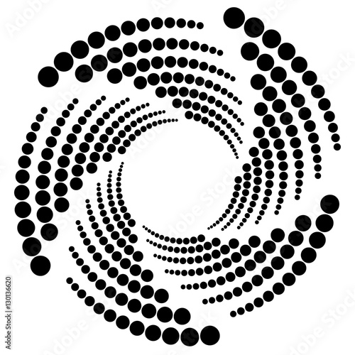 Circle halftone element, circular half-tone pattern. Spiral, vor