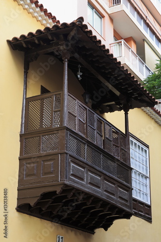 Wooden balcony on Calle Ruiz de Padron, Santa Cruz de Tenerife, Tenerife Island, Canary Islands, Spain photo