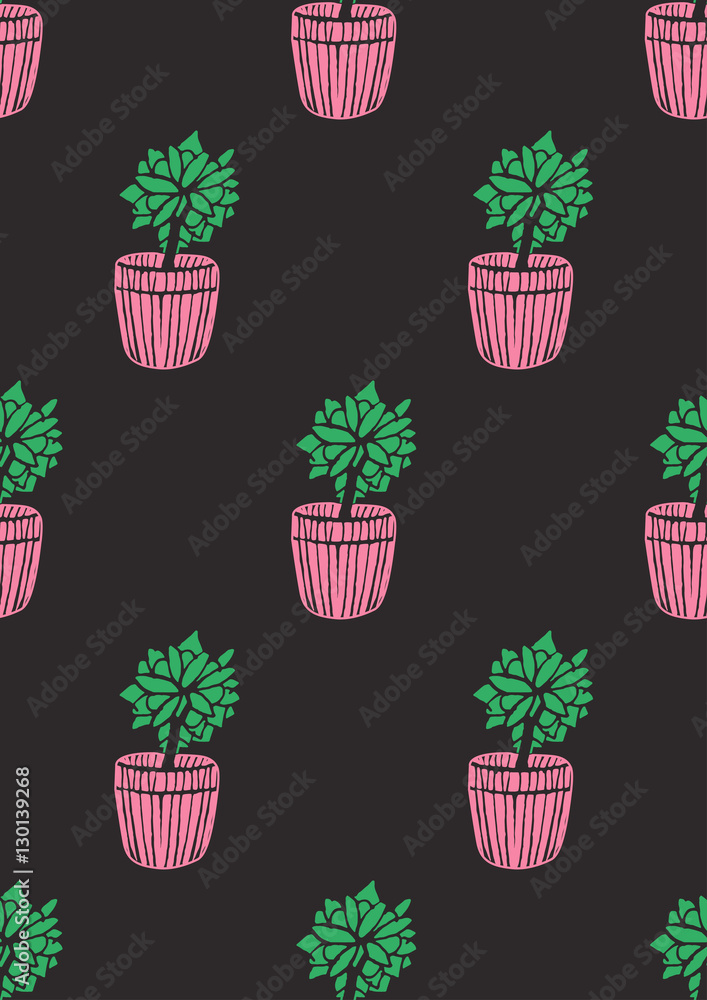 Hand drawn seamless pattern with cacti Hand drawn seamless pattern with cacti