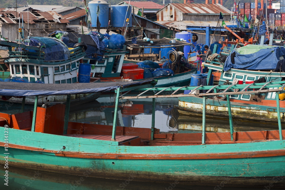 Fishing village in Sihanoukville Port, Sihanouk Province, Cambodia Fishing village in Sihanoukville Port, Sihanouk Province, Cambodia