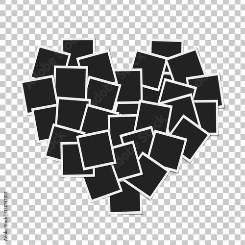 Heart concept made with photo frames isolated. Memories, card, love template design. Vector illustration