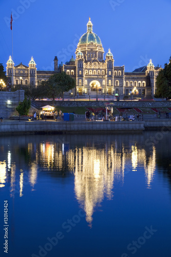 Inner Harbour with Parliament Building at night, Victoria, Vancouver Island, British Columbia, Canada photo