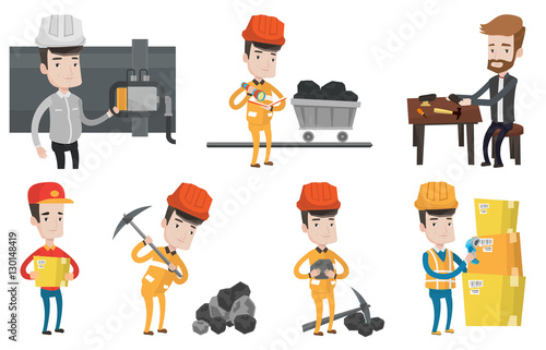 Vector set of industrial workers.
