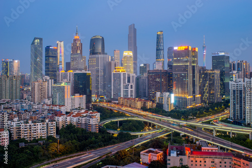 Guangzhou city skyline at night © victor217
