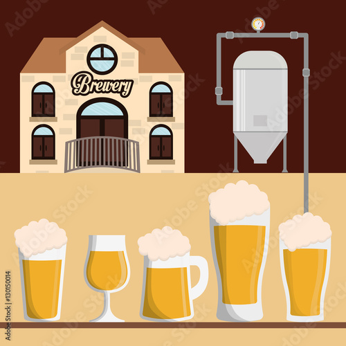 brewery building beer various glasses foam vector illustration eps 10