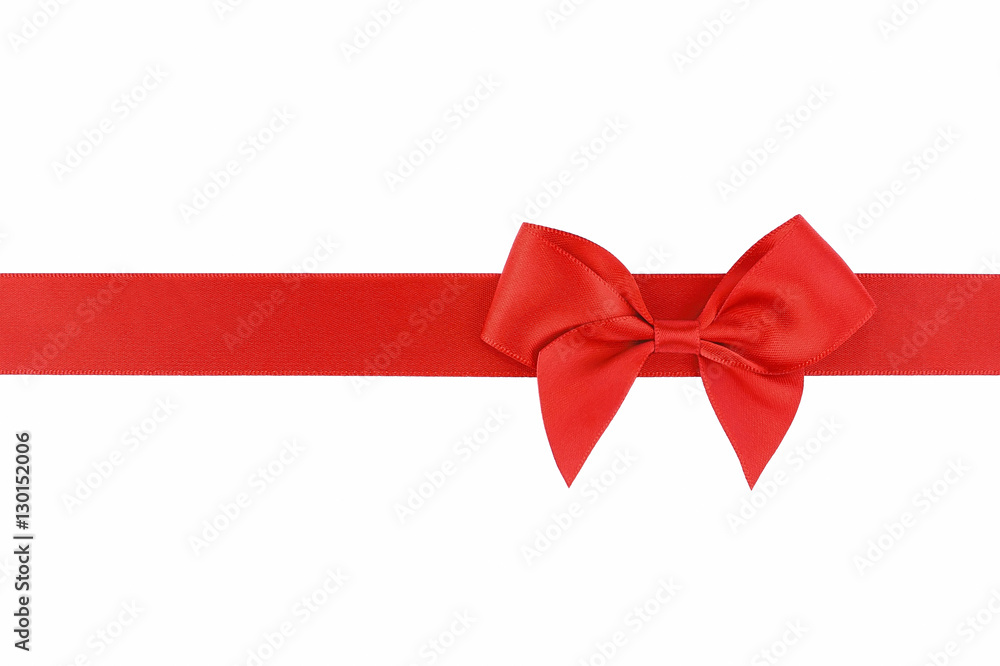 Red ribbon with bow isolated on white background Red ribbon with bow isolated on white background