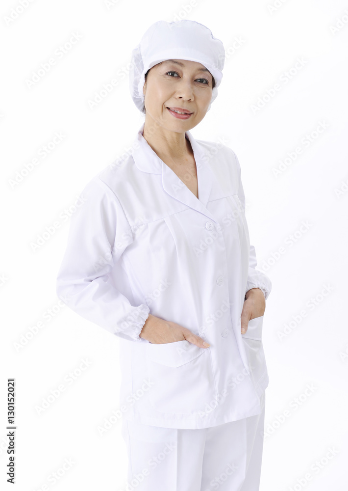 Factory worker wearing work clothing